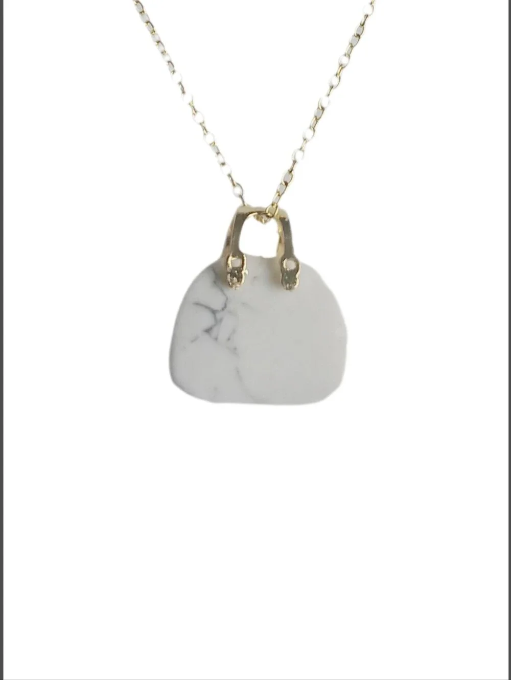 Genuine Natural Stone Mini Purse Necklace. NWOT